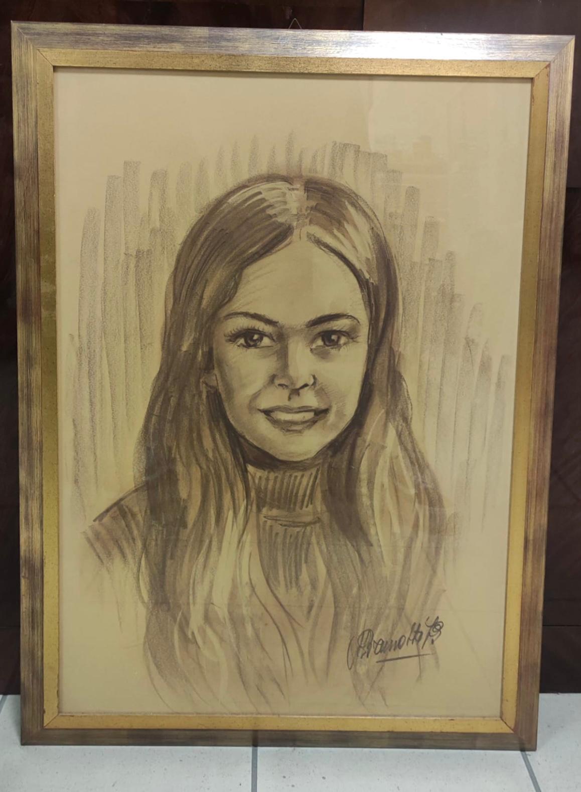 Quadro carboncino su carta firmato Brumotti