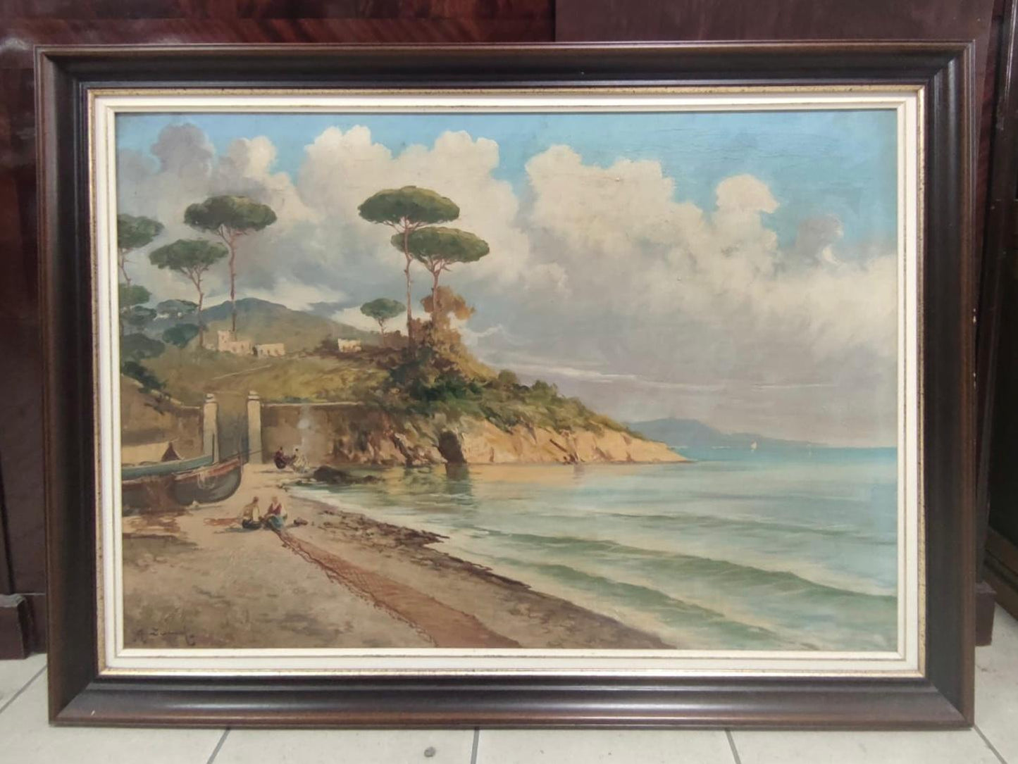 Quadro olio su tela paesaggio sul mare