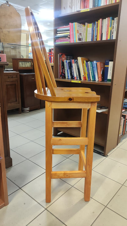 Sgabello con spalliera in legno NUOVO