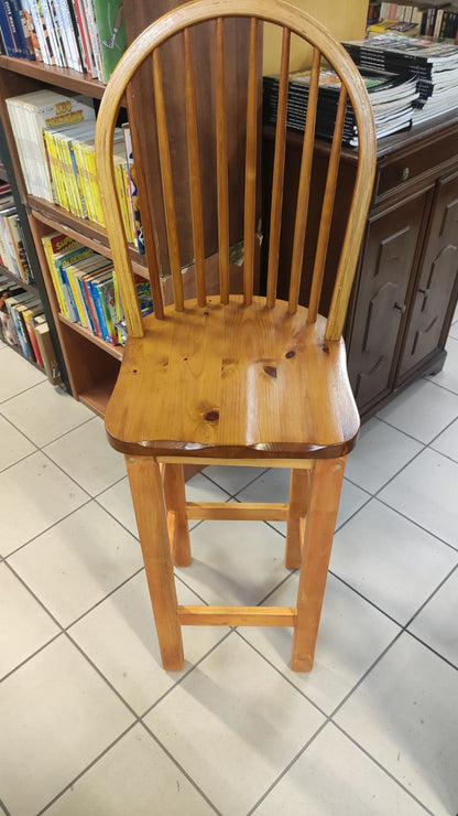 Sgabello con spalliera in legno NUOVO