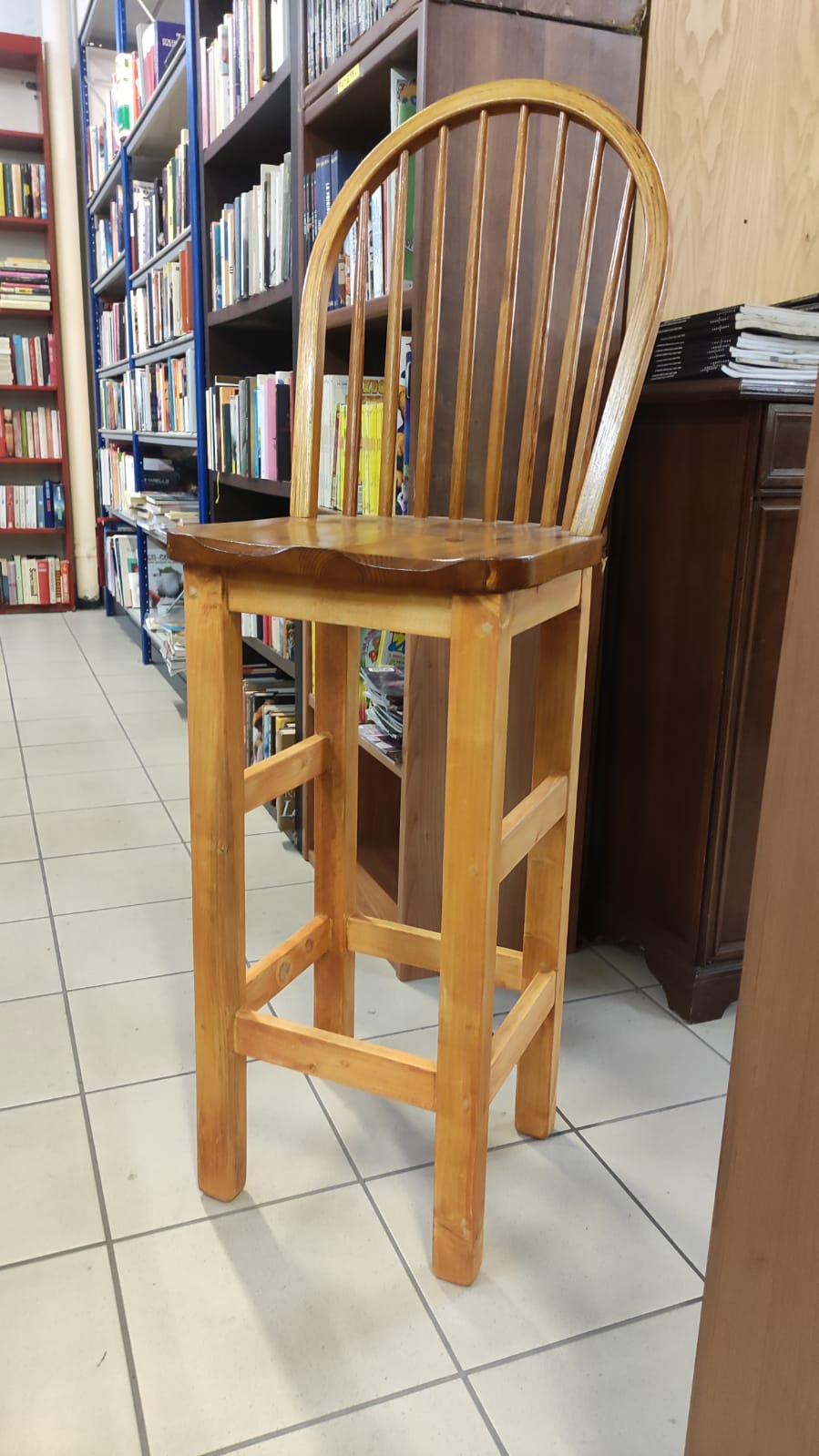 Sgabello con spalliera in legno NUOVO